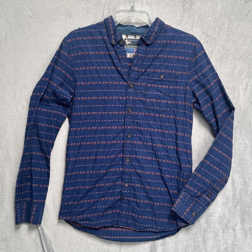 Modern Amusement Shirt Mens Small Long Sleeve Pattern Button‎ Down Casual